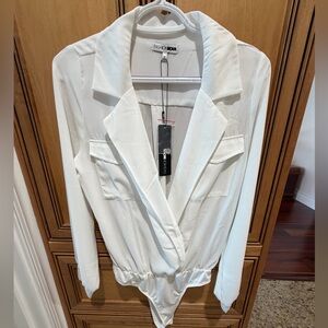 Fashion Nova Elegant White Bodysuit